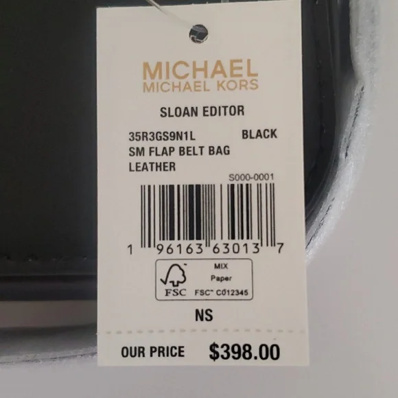 Sm flap belt bag leather,  Michael kors. Black / white, Adjustable 24in-43in. - Picture 7 of 7